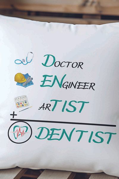 qoeuyl boutique Doctor Engineer Artist: Dentist Printed Engineer Gift Fiber Satin Decorative Pillow