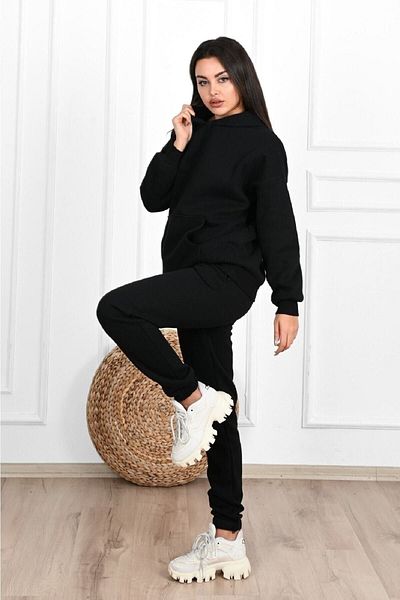 DUBU BUTİK Σετ φόρμας απλής Basic Φούτερ Jogger - Μαύρο Oversize Hooded