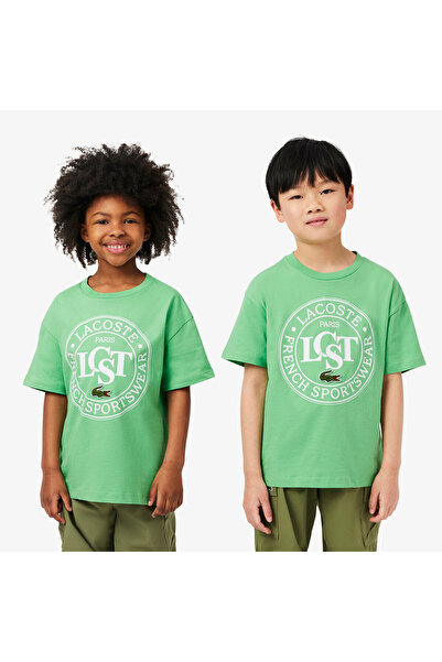 Lacoste Çocuk Bisiklet Yaka Baskılı Yeşil T-shirt