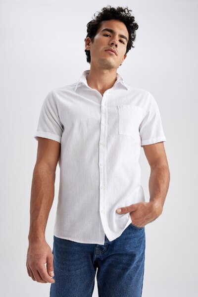 DeFacto Slim Fit Basic Short Sleeve 100% Cotton Shirt R1706az23sm