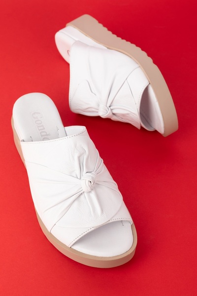 Gondol Hakiki Deri Şık Günlük Terlik Elnr.454