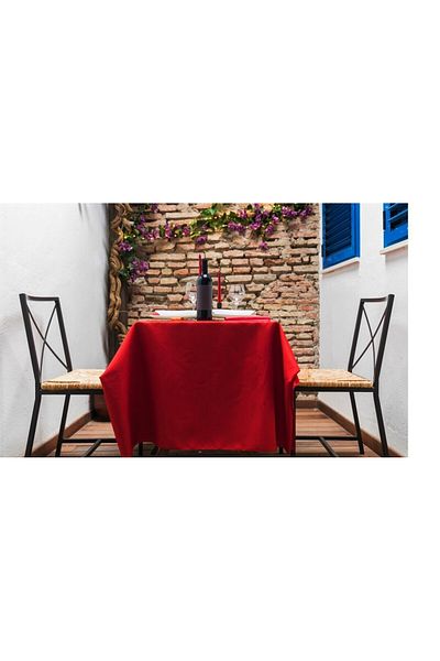 Kotonia Home Tablecloth - 180x300 Cm, Damask Satin Delux, 100% Cotton, Red