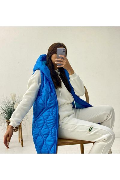 Nesil Vestă de damă cu glugă cu model ondulat