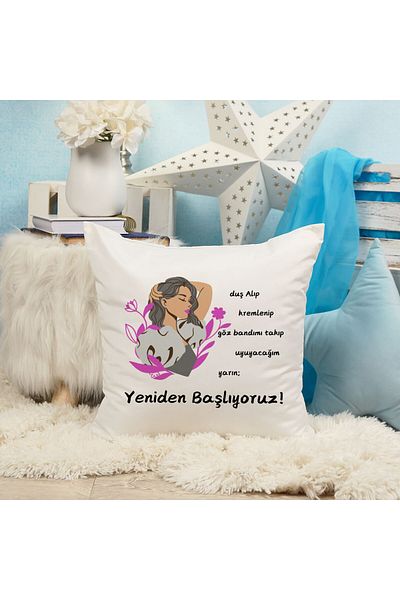 qoeuyl boutique Tomorrow We Start Again Printed Motivational Gift Fiber Satin Decorative Pillow