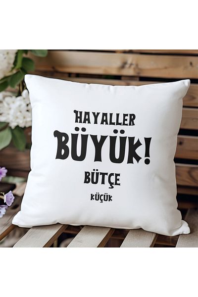 qoeuyl boutique Dreams Big Budget Small Printed Funny Gift Fiber Satin Decorative Pillow