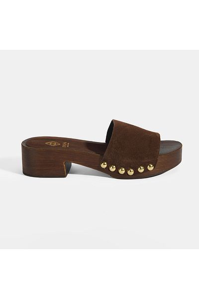 Desa Limited Edition Women's Dark Brown Suede Heeled Slippers