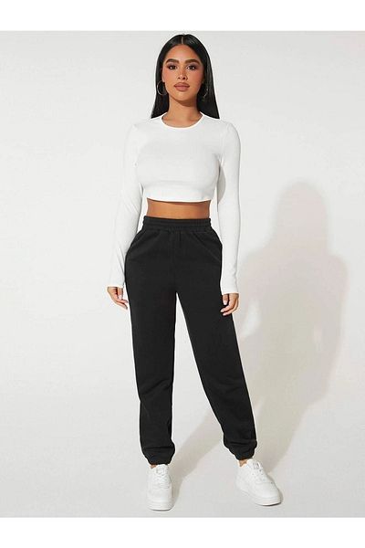 DUBU BUTİK Μαύρο Oversize Sweatpants - Unisex Γυναικεία / Ανδρικά Παπούτσια