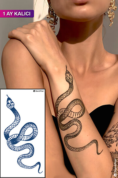 BP Tattoo 1 Ay Kalıcı Dövme Kol Yılan Dövmesi Unisex Yılan Dövmesi