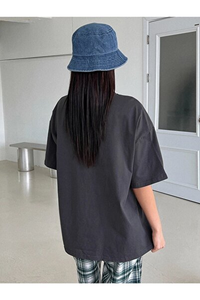 DUBU BUTİK Smoked Oversize Optimism T-shirt - Oversize Printed
