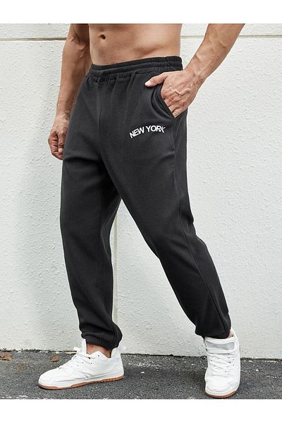 Sweetline New York Sweatpants Jogger - Μαύρο εμπριμέ λαστιχένιο πόδι ψηλόμεσο