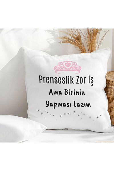 qoeuyl boutique Princessship Difficult Business but Someone Needs to Do It Printed Funny Gift Fiber Satin Decorative Pillow