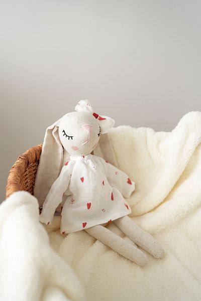 TBA COLLECTION Girl Rabbit Sleeping Companion - Red Hearts