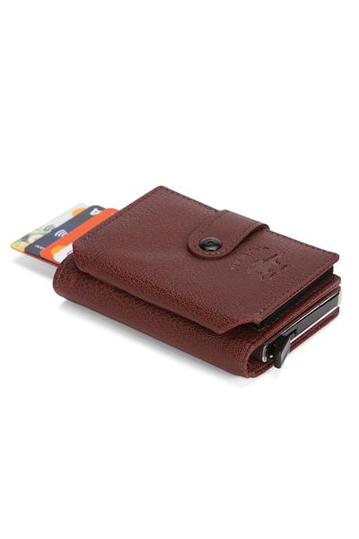 Newish Polo Men's Accordion Mechanism Card Holder and Wallet - Claret Red