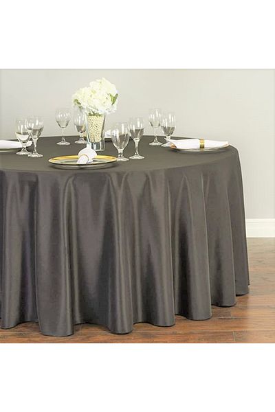 Kotonia Home Tablecloth - Round With Diameter 240 Cm, Damask Satin Delux, 100% Cotton, Taupe Gray