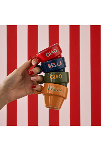 Bella Maison Line Espresso 2'li Seti Mavi-Kırmızı (105 cc)