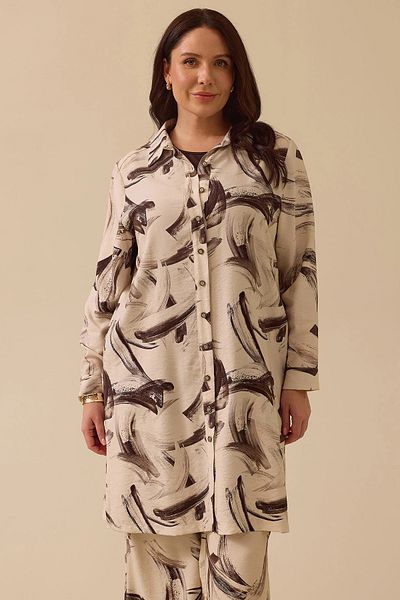 Gala-Xi Galaxi Women's Large Size Patterned Underwear Blouse Top Suit 4002 Cream