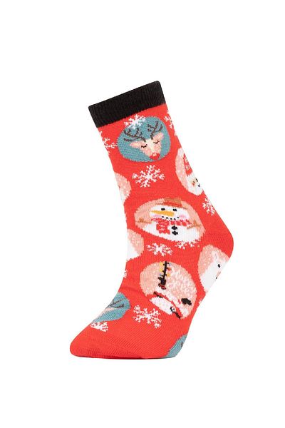 DeFacto 2-teilige lange Boxsocken aus Baumwolle mit Neujahrsmotiv für Jungen Y4964a6ns