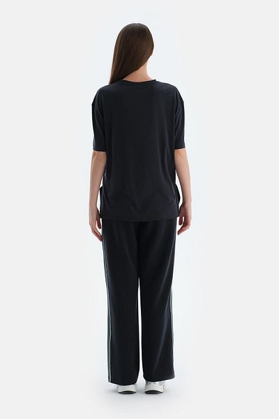 Dagi Tricou negru pentru femei cu fantă modal