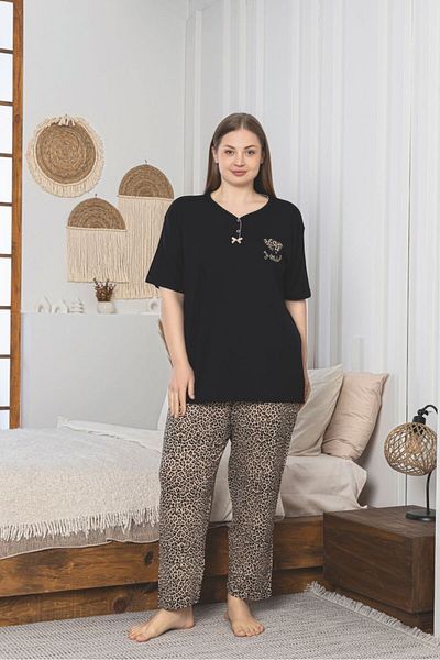 Asel Σετ Πιτζάμες Χτενές Βαμβακερές Λύκρα Plus Size