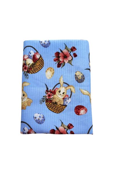 Kotonia Home Față de masă, Paște, 100% bumbac, material embosat, Bleu 2, 160x160 cm