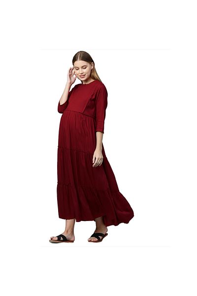 Tummy Women's Rayon Maternity & Nursing Dress