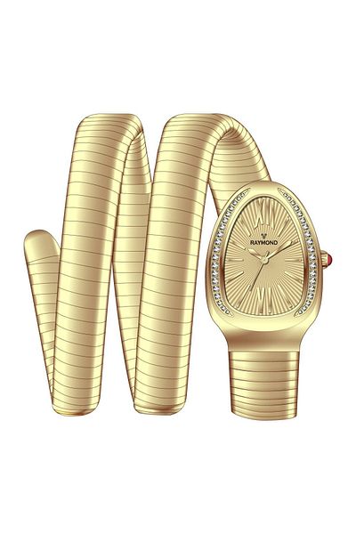 Raymond Rym-010466 Raymond Snake Model Women's Wristwatch - 100% Steel Case and Band - 2 Years Warranty