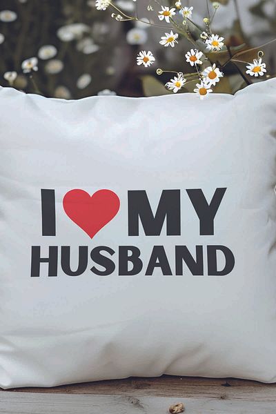 qoeuyl boutique I Love My Husband Printed Soție Dragă Cadou Romantic Fibră Satin Pernă Decorativă