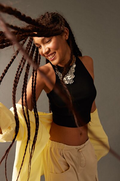 DeFacto Ribbed Camisole Halter Neck Tank Top - U0357Az23Sm