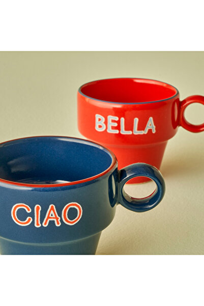 Bella Maison Line Espresso 2'li Seti Mavi-Kırmızı (105 cc)