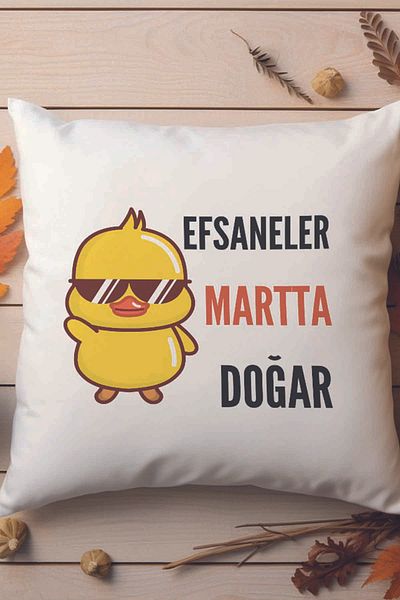 qoeuyl boutique Legends Are Born in March Printed Birthday Gift Fiber Satin Decorative Pillow