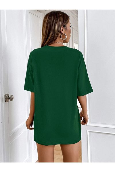 DUBU BUTİK Tricou Cool Mom - Tricou cu mânecă scurtă oversize cu mânecă scurtă cu imprimeu verde