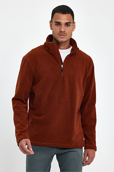 Superlife Мъжки суитшърт с половин цип от мек полар spr24pw20