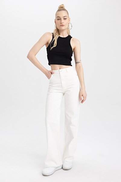 DeFacto Ribbed Camisole Halter Neck Tank Top - U0357Az23Sm