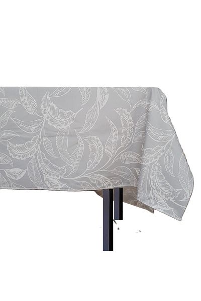 Kotonia Home Exotic tablecloth - 100% cotton, 160x180 cm, waterproof crepe, gray leaves