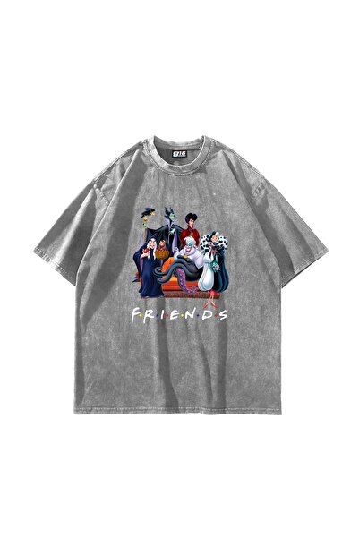 Bak Moda Friends Štampano Oversize kroj Unisex periva bela majica