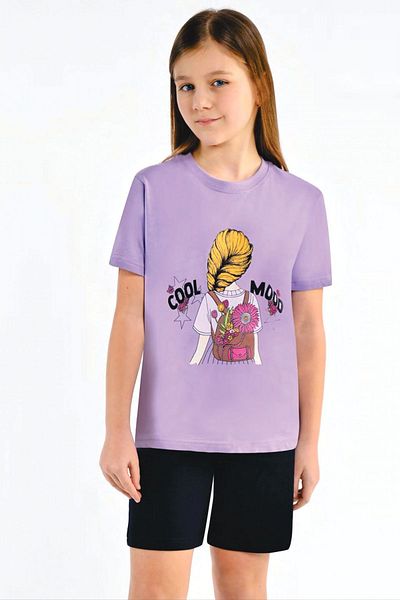 Ersoy Çocuk Giyim Ersoy Kids 509 Girl's Lilac Short Sleeve Shorts Set