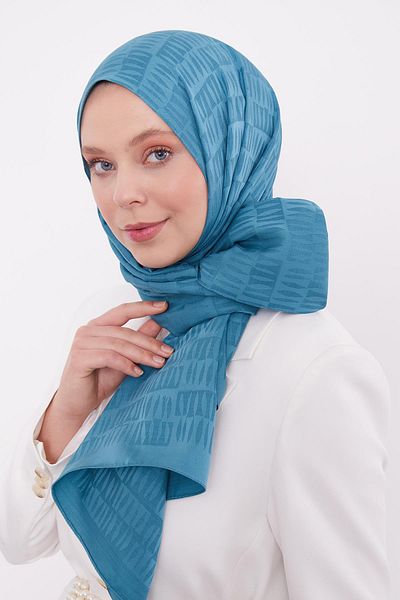Levidor Şal jacquard albastru cu model de picături albastru petrol