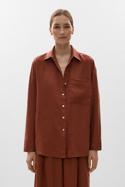 Oysho 100% linen relaxed shirt