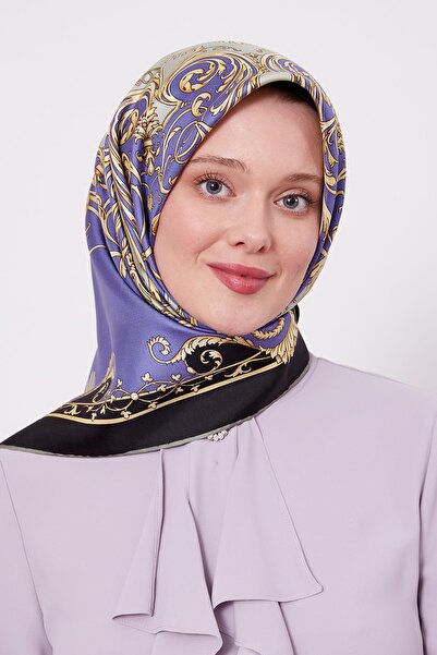 Levidor Μεταξωτό μαντίλι με μοτίβο με φύλλο Indigo