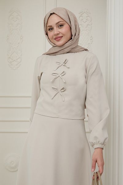 InStyle Stone Suit with Ribbon Detail Skirt