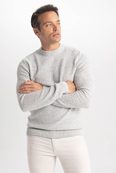 DeFacto Standardní střih Regular Cut Crew Neck Textured Pletený svetr A5183Ax23Wn