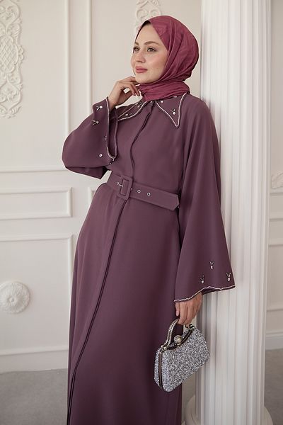 InStyle Triangle Collar Stone Rose Abaya