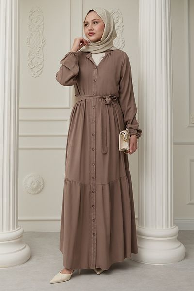 InStyle Viscose Mink Dress with Punt on the Front