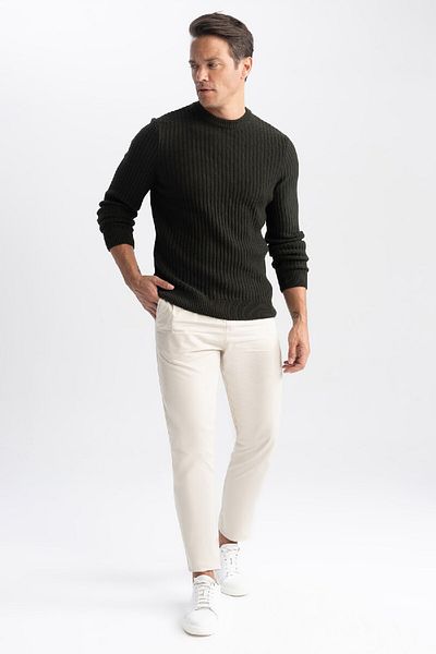 DeFacto Standard-Passform, normaler Schnitt, Rundhalsausschnitt, Jacquard-Strickpullover, A5234ax23wn