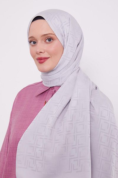Levidor Şal jacquard albastru cu model pătrat argintiu