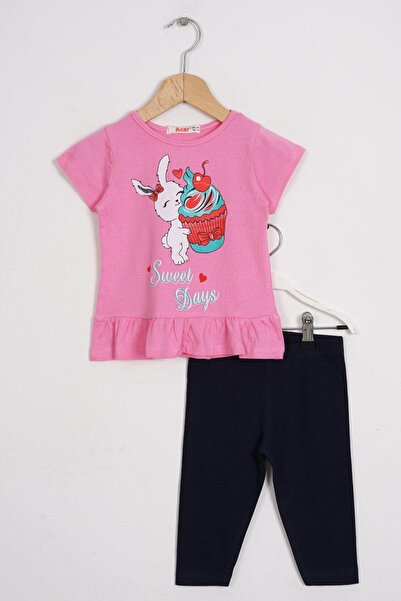 zepkids okrugla kragna Kratki rukavi Slatki dani Štampano Set tajica za devoj...