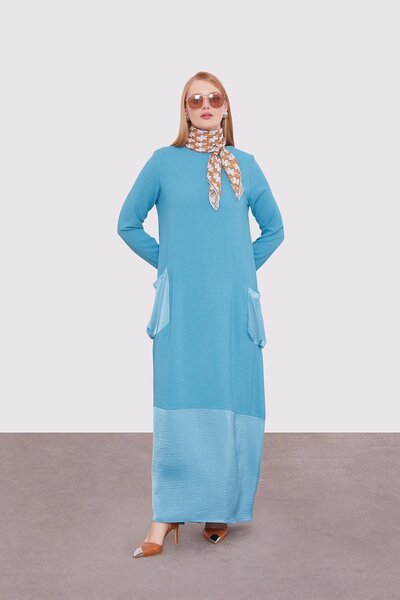 Levidor Μπλε φόρεμα με μεγάλη τσέπη