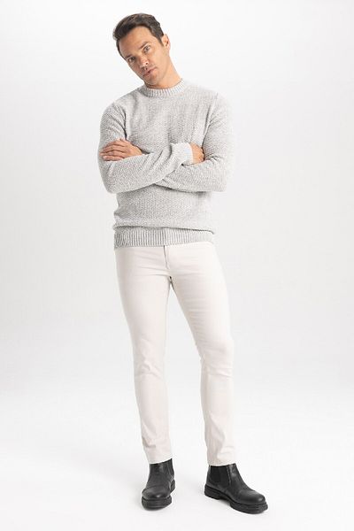 DeFacto Standard Fit Regular Cut Crew Neck Textured Knitwear Sweater A5183Ax23Wn