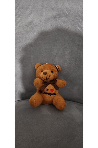 LUZAB I Love You Written Luxury Plush Teddy Bear Keychain 10 cm Ornament Material Brown