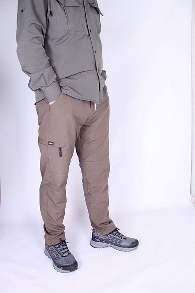 Nikbin Jogger Παντελόνι Lycra Comfortable Fit Corduroy E-elastic Waist - καφέ